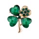 OUTOP Green Four Leaf and Rhinestones Lapel Pins or Brooches for Women or Men In Assorted Designs Wedding Accessories Gift