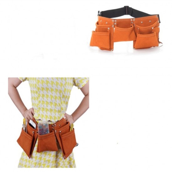 Kids Toys Tool Belt, Microfiber Kids Brown Faux Suede Pretend Play Belt Adjustable Waistband Kids Tool Apron Pouch Bag for Youth Costumes Dress Up Construction Role Plays