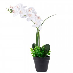 Orchids Artificial Flowers 20" Fake White Orchid Plant with 14 Heads Silk Orchids Artificial Flower Arrangement For Home Party Wedding Table Decor